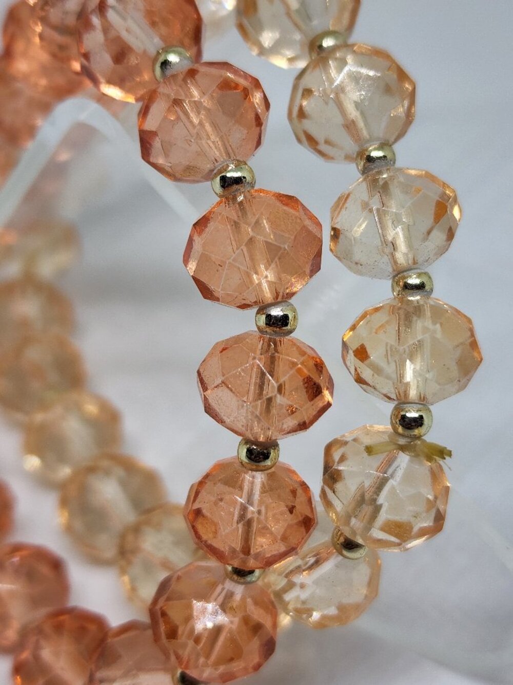 Vintage Crystal Light & Dark Pink Faceted Crystal Bead Stretch Bracelets